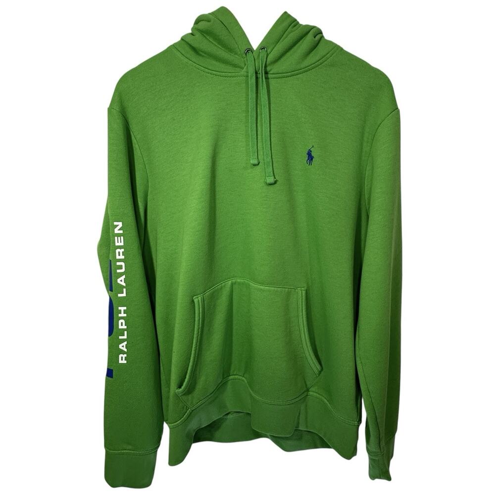 Polo Ralph Lauren Performance Green Hoodie Sleeve Hit Mens L Hooded Sweatshirt